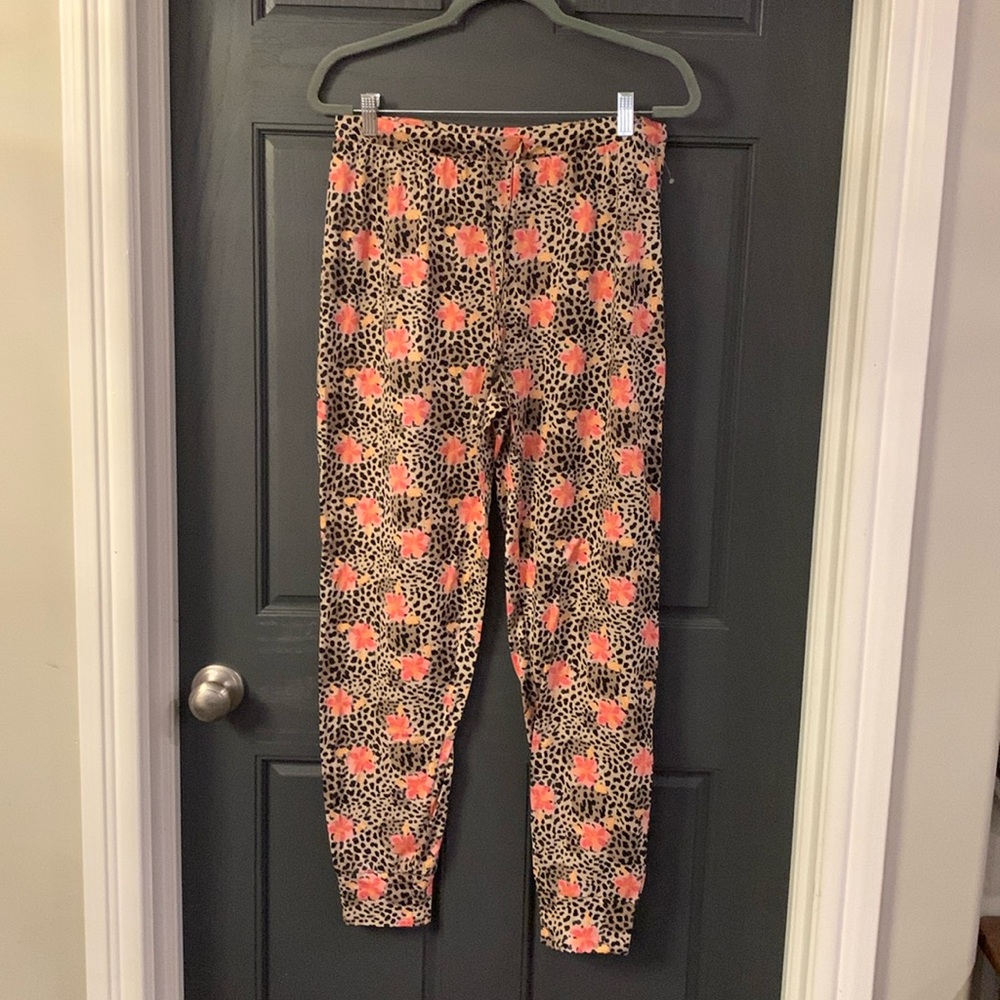 Fabulous just like you PJ pants size L leopard and floral print